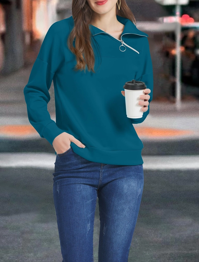 Bluza lejera pentru femei, top cu maneci lungi, albastru deschis XL [4]