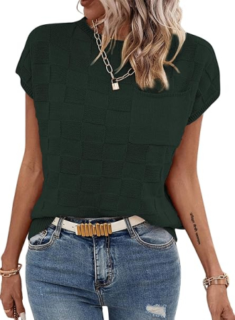 CAMASI FEMEI - Bluza lejera pentru femei, top cu maneci scurte, Verde M