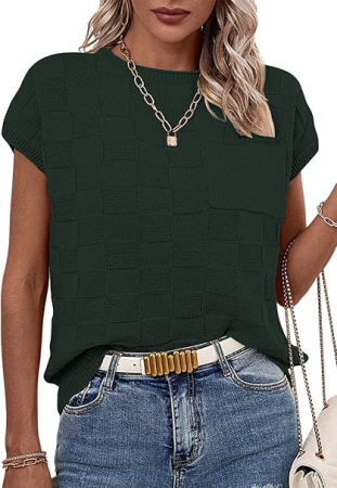 Bluza lejera pentru femei, top cu maneci scurte, Verde L [2]