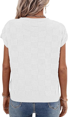 Bluza lejera pentru femei, top cu maneci scurte, Alb L [4]