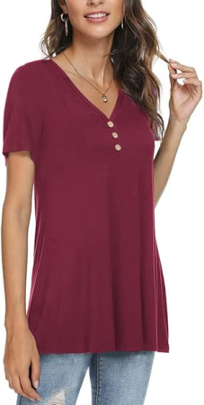 Bluza lejera pentru femei, top cu maneci scurte, visinie L [1]