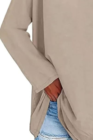 Bluza lejera supradimensionata pentru femei, top cu maneci lungi, crem S [2]