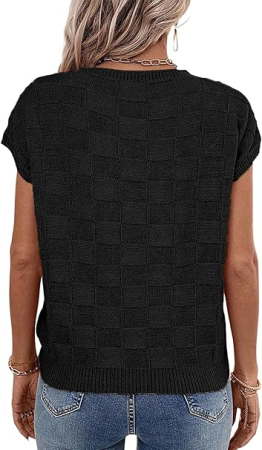 Bluza lejera pentru femei, top cu maneci scurte, Negru L [4]
