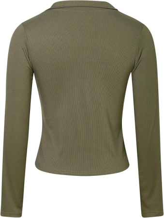 Bluza mulata de vară pentru femei, cu maneca lunga, decolteu V  verde M [4]