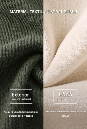 Bluză verde Bărbați, Pulover cu Fleece, Guler Înalt, Buzunar Cangur, Mâneci Lungi, M [3]