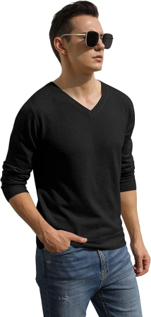 Bluza neagra casual respirabila pentru barbati, pulover tricotat, XL [3]