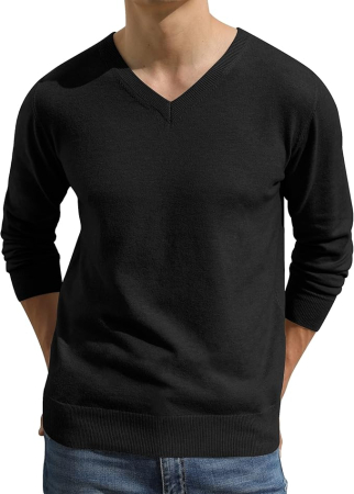 Bluze barbati - Bluza neagra casual respirabila pentru barbati, pulover tricotat, XL