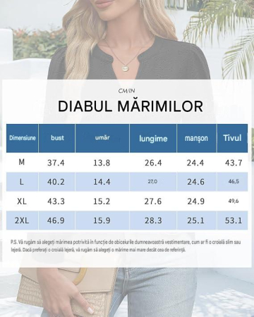 Bluza neagra lejera pentru femei, cu maneci lungi, decolteu in V, XL [5]