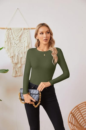 Bluză verde Damă Tricotată, Mâneci Lungi, Decolteu Rotund, Slim Fit, S [5]