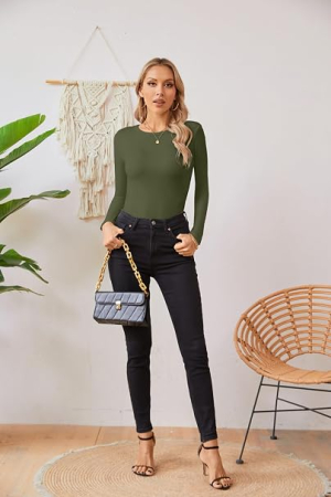 Bluză verde Damă Tricotată, Mâneci Lungi, Decolteu Rotund, Slim Fit, S [4]