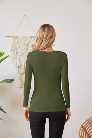 Bluză verde Damă Tricotată, Mâneci Lungi, Decolteu Rotund, Slim Fit, S [1]