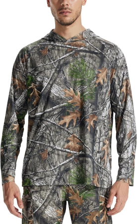 Bluze barbati - Bluza camuflaj lejera pentru barbati, cu maneci lungi si gluga, elastica, uscare rapida, 3XL