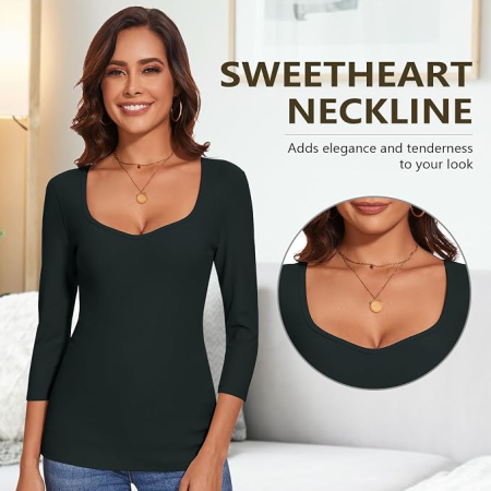 Bluza verde termica, pe corp, cu maneci lungi, decolteu inima, M [1]
