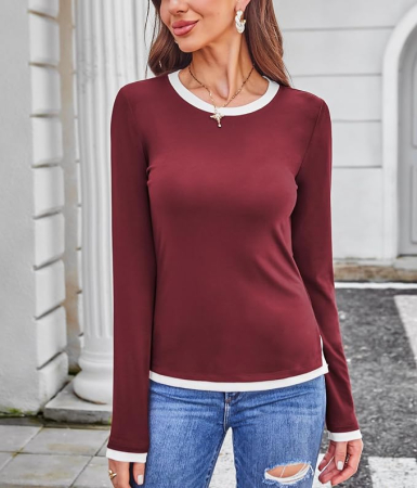 Bluza visinie Damă DJT FASHION, Mâneci Scurte, Decolteu Rotund, Pliuri Frontale, 2XL [1]