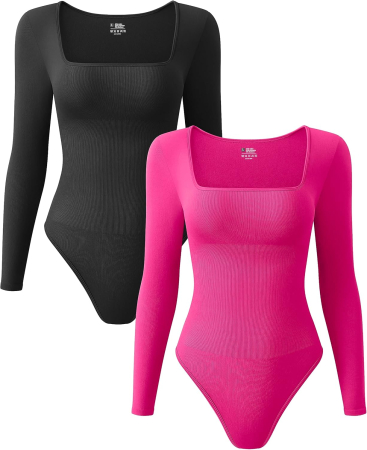 Bluze dama - Bluze pe corp, body-uri cu mânecă lungă pentru femei, 2 piese S