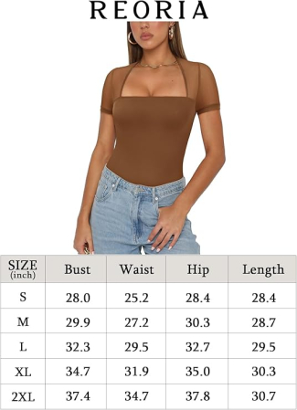 Bluza pe corp, body cu mânecă scurta pentru femei, umeri transparenti Alb XL [5]