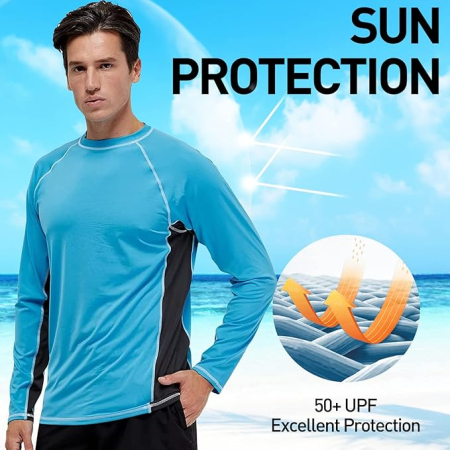 Bluza pe corp respirabila, pentru barbati, protectie UV, albastra 2XL [1]