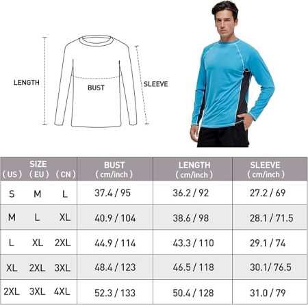 Bluza pe corp respirabila, pentru barbati, protectie UV, albastra 2XL [5]