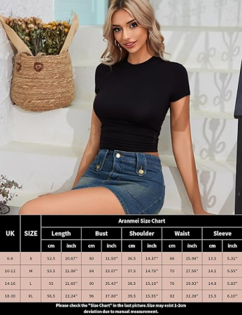 Bluza pe corp pentru femei, cu maneca scurta, decolteu in V neagra L [5]