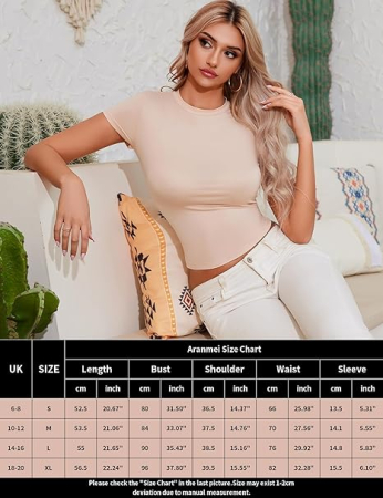 Bluza pe corp pentru femei, cu maneca scurta, decolteu in V Crem M [6]