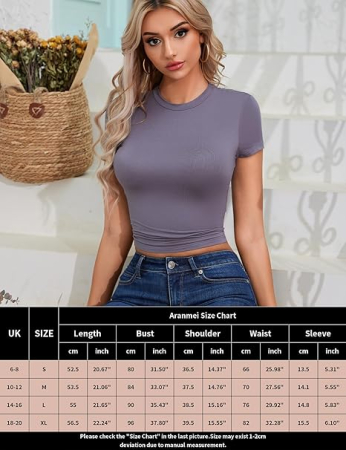 Bluza pe corp pentru femei, cu maneca scurta, decolteu in V Gri L [6]