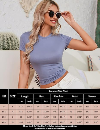 Bluza pe corp pentru femei, cu maneca scurta, decolteu in V albastra XL [6]