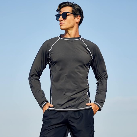 Bluza pe corp respirabila, pentru barbati, protectie UV, gri XL [4]