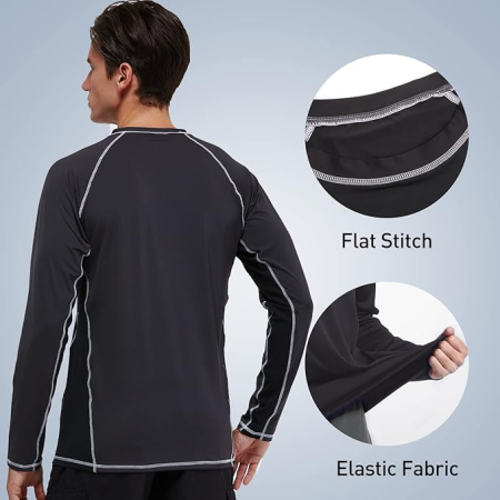 Bluza pe corp respirabila, pentru barbati, protectie UV, gri XL [3]