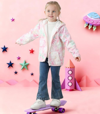 Bluza roz cu alb, captusita pentru copii, cu maneci lungi, hanorac lejer 2-3 ani 92-98 cm [2]