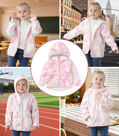 Bluza roz cu alb, captusita pentru copii, cu maneci lungi, hanorac lejer 2-3 ani 92-98 cm [5]