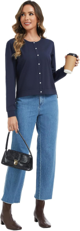 Bluza albastra lejera cu maneci lungi, cardigan de alaptare pentru femei, L [4]