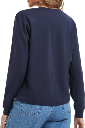 Bluza albastra lejera cu maneci lungi, cardigan de alaptare pentru femei, L [3]
