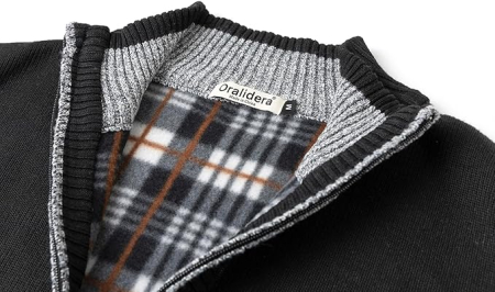 Bluza neagra lejera pentru barbati, cu maneci lungi, hanorac cu fermoar XL [3]