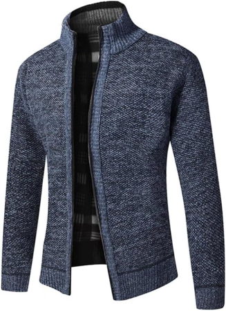 Bluza albastra lejera pentru barbati, cu maneci lungi, hanorac cu fermoar XL [1]