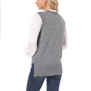 Bluza tricotata, fara maneci, la baza gatului, gri L [1]