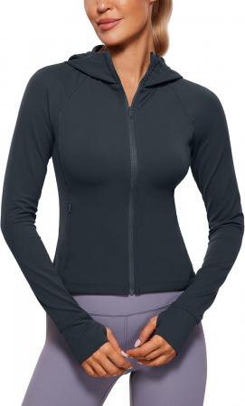 BLUZE FEMEI - Bluza sport, cu maneca lunga,  cu fermoar, gluga si buzunare, neagra L