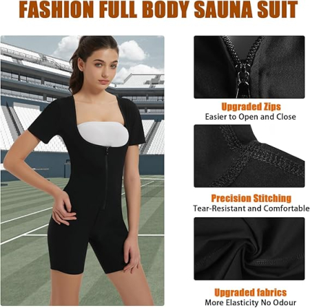 Costum de sport sauna pentru femei, fermoar, negru M [2]