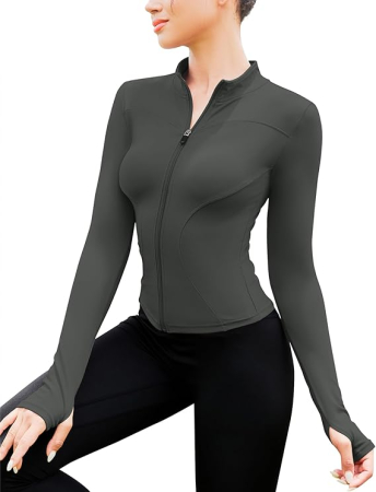 Bluza gri sport, cu maneca lunga, pe corp, cu fermoar, respirabila XS [3]