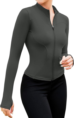 Bluza gri sport, cu maneca lunga, pe corp, cu fermoar, respirabila XS [1]
