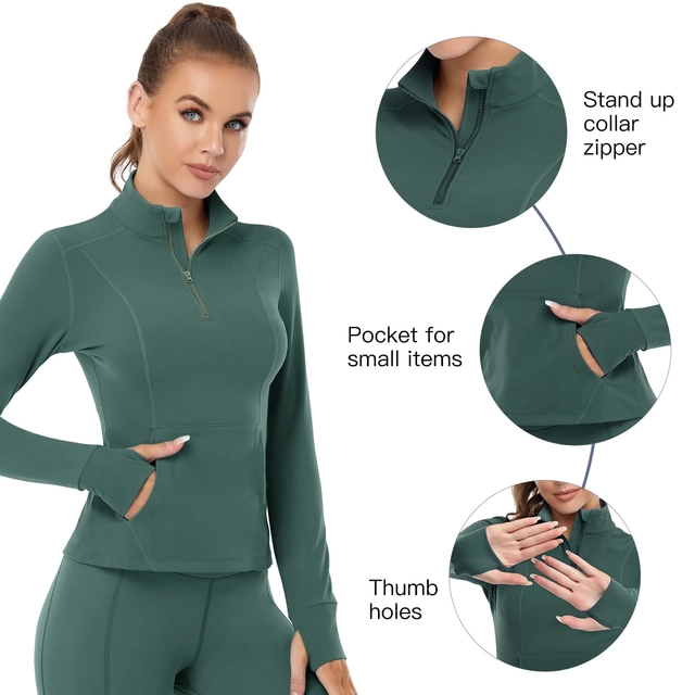 Bluza sport, cu maneca lunga, pe corp, verde XS [3]