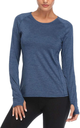 BLUZE FEMEI - Bluza sport, cu maneca lunga, pe corp, albastra XS