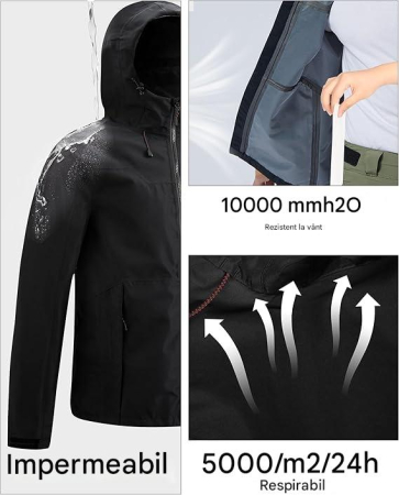Bluza sport impermeabila pentru barbati, culoare negru S [4]