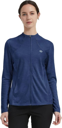 Bluza sport pentru femei, cu fermoar si buzunare, albastru inchis XS [1]