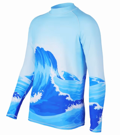 Bluze barbati - Bluza inot respirabila pentru barbati, pe corp, protectie UV, albastra S