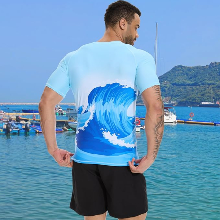 Bluza inot respirabila pentru barbati, pe corp, protectie UV, albastra S [1]