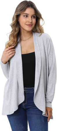 BLUZE FEMEI - Bluza subtire cu maneci lungi, cardigan pentru femei, Gri L