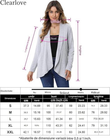 Bluza subtire cu maneci lungi, cardigan pentru femei, Gri L [6]