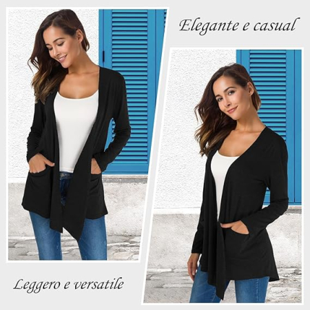 Bluza subtire cu maneci lungi, cardigan pentru femei, negru S [1]