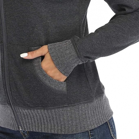 Bluza subtire, gri inchis, cu maneca lunga, buzunare si fermoar pentru femei L (36-38) [3]