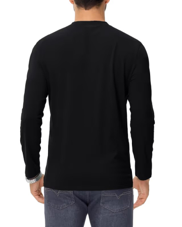 Bluza neagra lejera pentru barbati, cu maneci lungi, guler rotund  cu nasturi M [1]